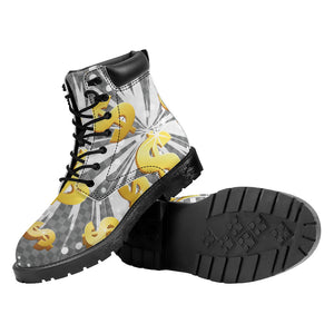 Golden Dollar Sign Explosion Print Work Boots