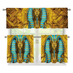 Golden Egyptian Pharaoh Print 3 Piece Kitchen Curtains