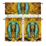 Golden Egyptian Pharaoh Print 3 Piece Kitchen Curtains