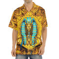 Golden Egyptian Pharaoh Print Aloha Shirt