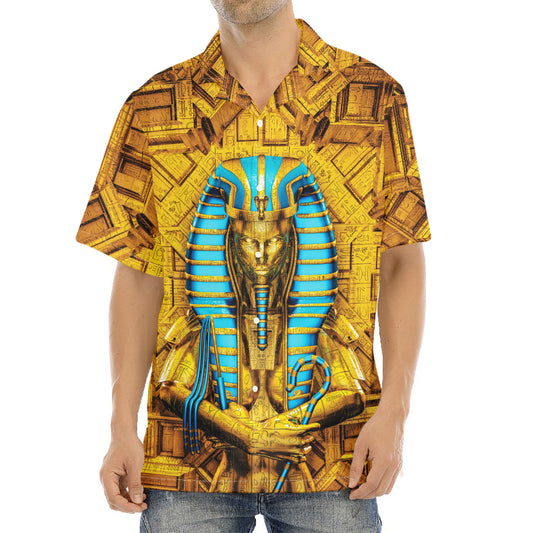 Golden Egyptian Pharaoh Print Aloha Shirt