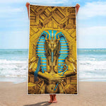 Golden Egyptian Pharaoh Print Beach Towel