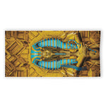 Golden Egyptian Pharaoh Print Beach Towel