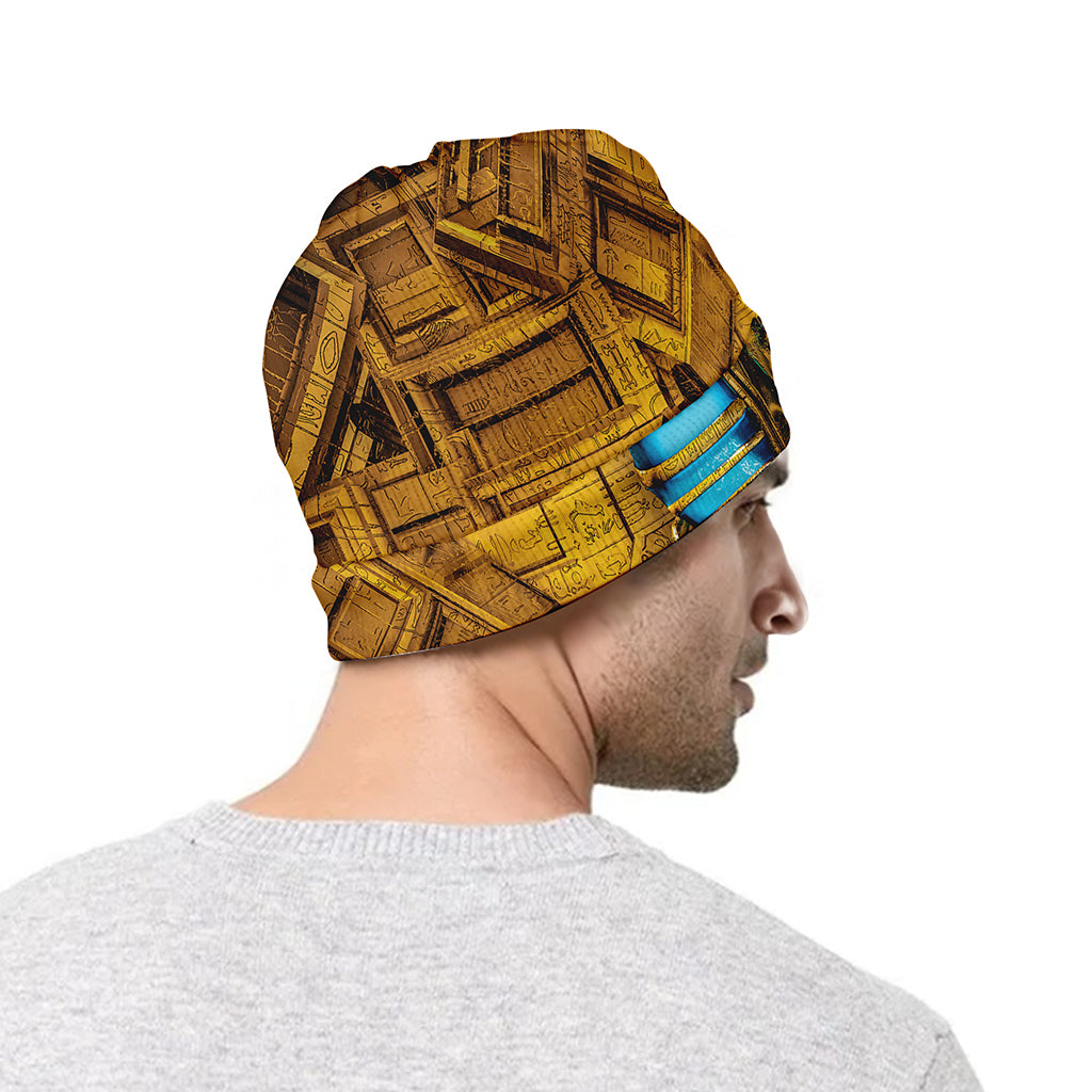 Golden Egyptian Pharaoh Print Beanie