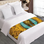 Golden Egyptian Pharaoh Print Bed Runner