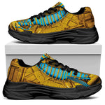 Golden Egyptian Pharaoh Print Black Chunky Shoes