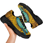 Golden Egyptian Pharaoh Print Black Chunky Shoes