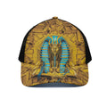 Golden Egyptian Pharaoh Print Black Mesh Trucker Hat