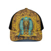 Golden Egyptian Pharaoh Print Black Mesh Trucker Cap