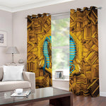 Golden Egyptian Pharaoh Print Blackout Grommet Curtains