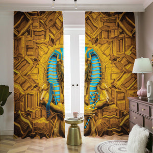 Golden Egyptian Pharaoh Print Blackout Pencil Pleat Curtains