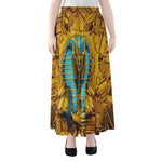 Golden Egyptian Pharaoh Print Chiffon Maxi Skirt