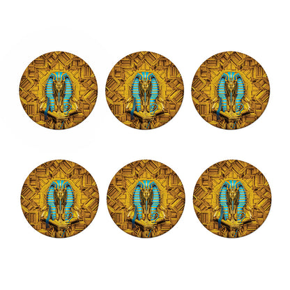 Golden Egyptian Pharaoh Print Coaster Set
