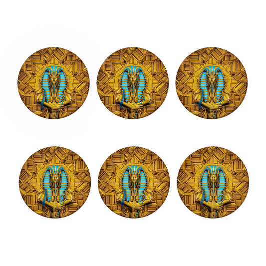 Golden Egyptian Pharaoh Print Coaster Set