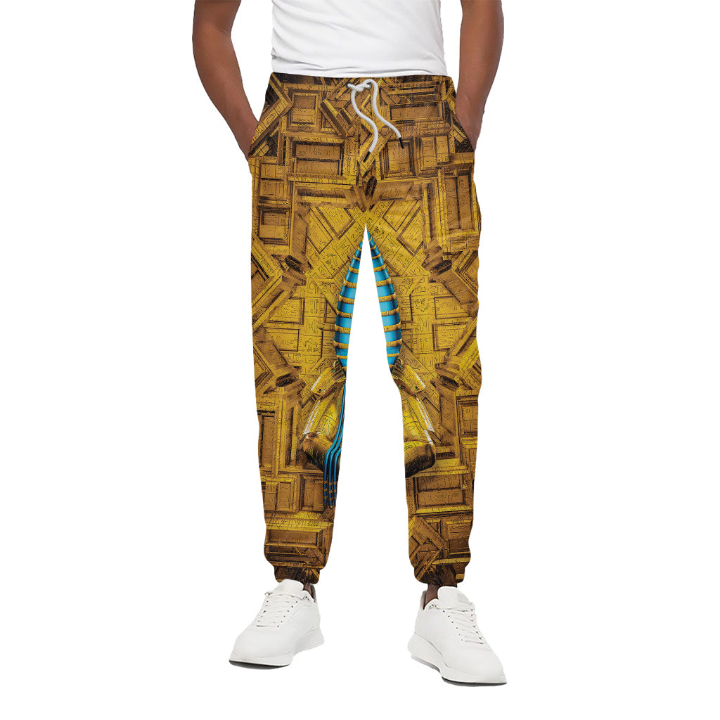 Golden Egyptian Pharaoh Print Cotton Pants