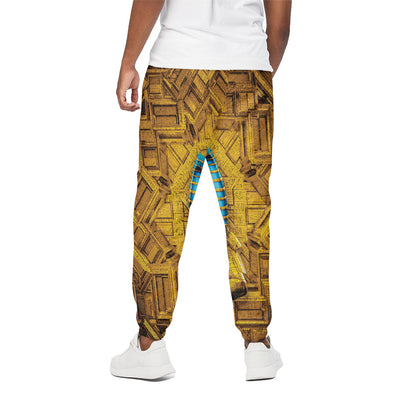 Golden Egyptian Pharaoh Print Cotton Pants