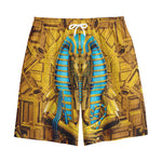 Golden Egyptian Pharaoh Print Cotton Shorts