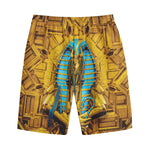 Golden Egyptian Pharaoh Print Cotton Shorts
