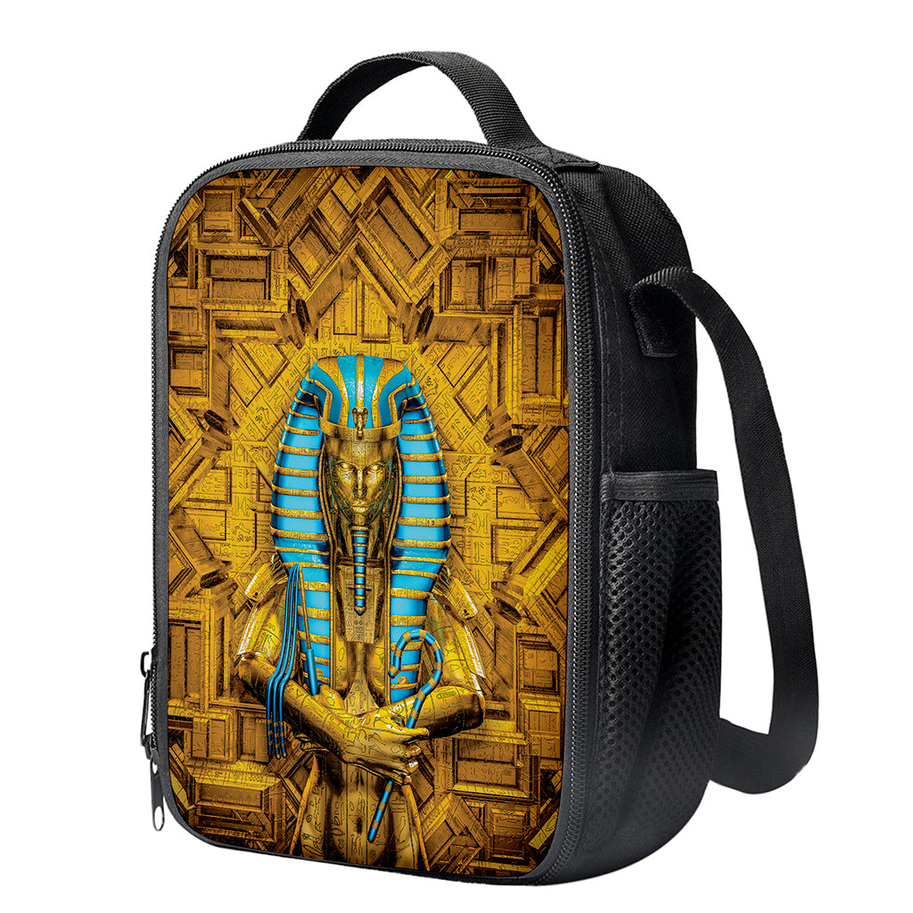 Golden Egyptian Pharaoh Print Crossbody Lunch Bag