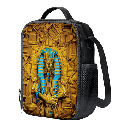 Golden Egyptian Pharaoh Print Crossbody Lunch Bag