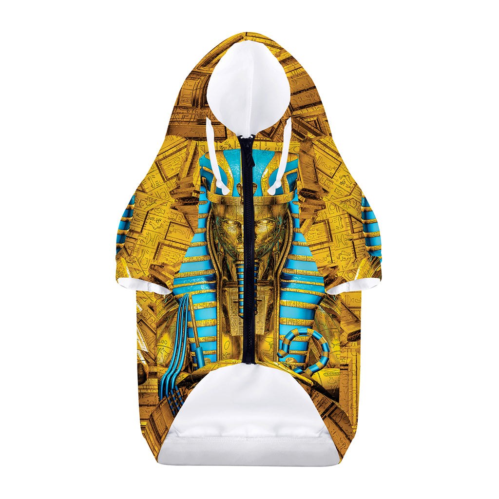 Golden Egyptian Pharaoh Print Dog Zip Up Hoodie