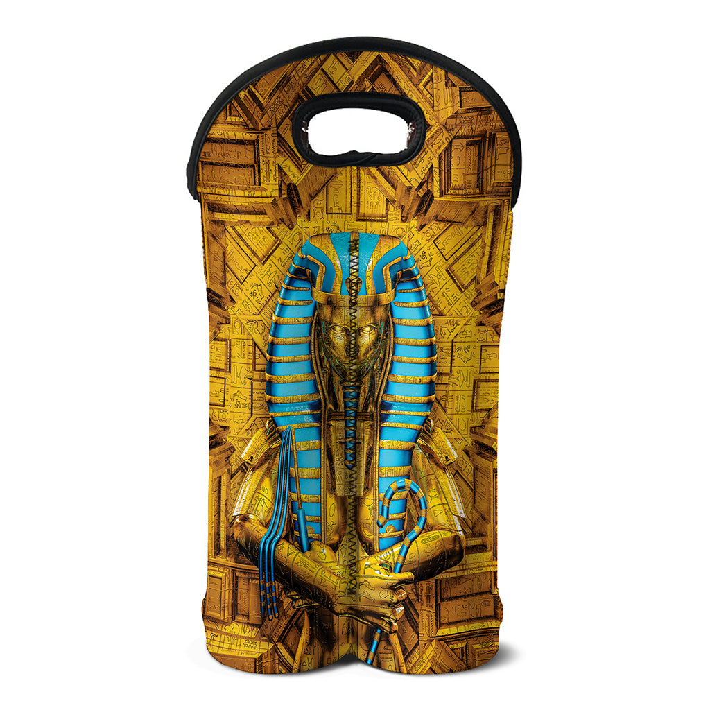 Golden Egyptian Pharaoh Print Double Neoprene Wine Tote