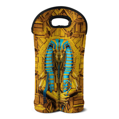 Golden Egyptian Pharaoh Print Double Neoprene Wine Tote