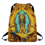 Golden Egyptian Pharaoh Print Drawstring Backpack