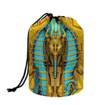 Golden Egyptian Pharaoh Print Drawstring Makeup Bag