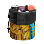 Golden Egyptian Pharaoh Print Drawstring Makeup Bag