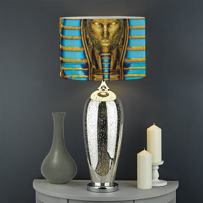 Golden Egyptian Pharaoh Print Drum Lamp Shade