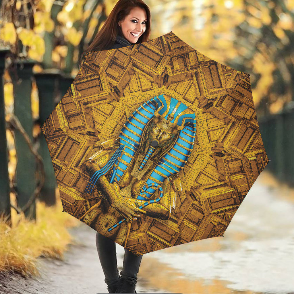 Golden Egyptian Pharaoh Print Foldable Umbrella