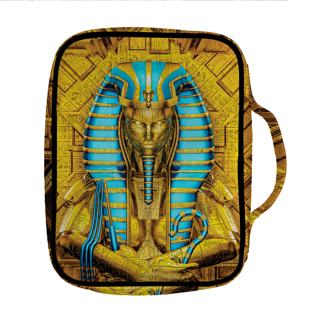 Golden Egyptian Pharaoh Print Front Pocket Bible Bag