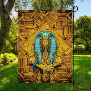 Golden Egyptian Pharaoh Print Garden Flag