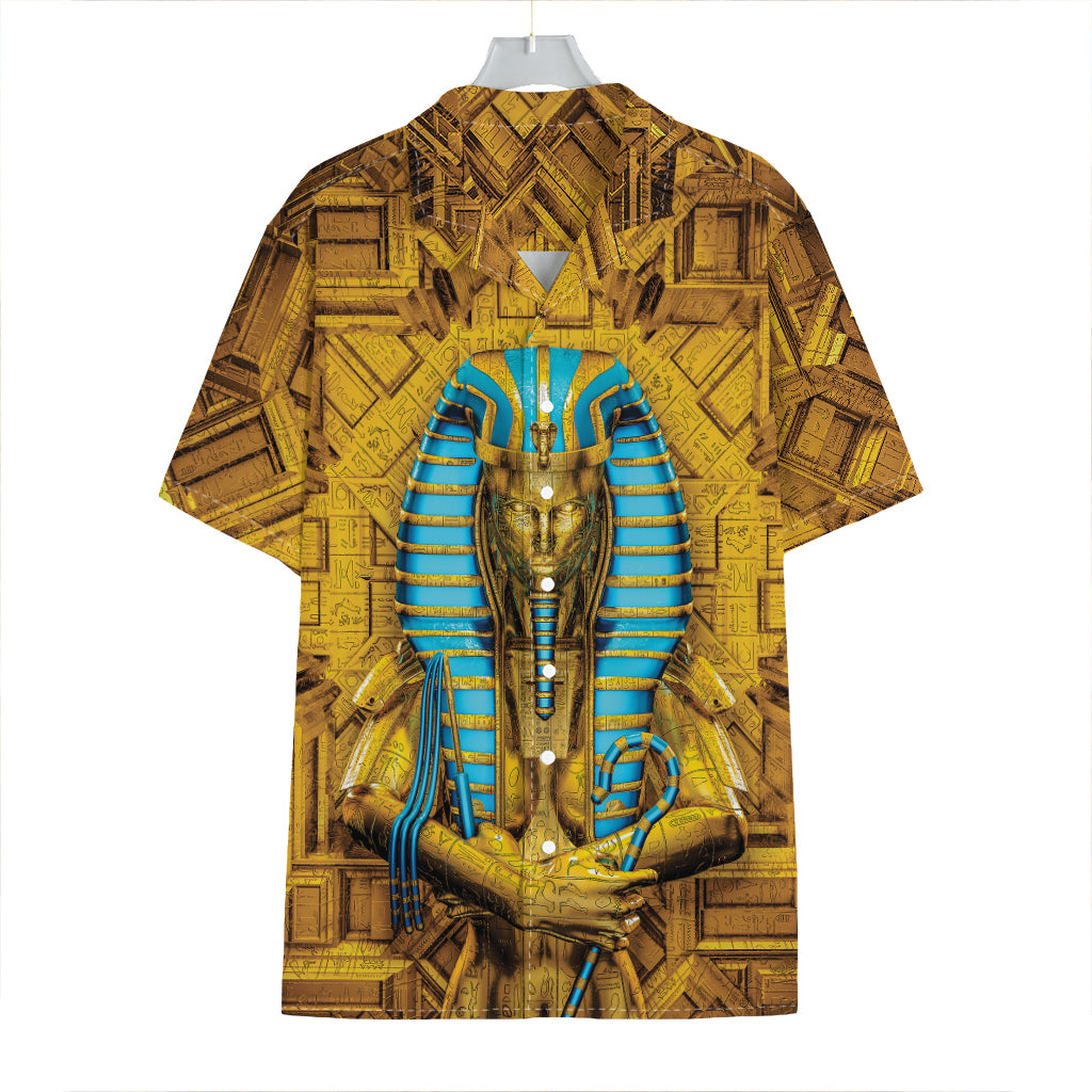 Golden Egyptian Pharaoh Print Hawaiian Shirt