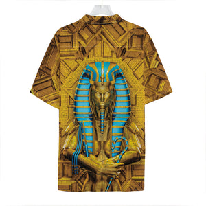 Golden Egyptian Pharaoh Print Hawaiian Shirt