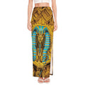 Golden Egyptian Pharaoh Print High Slit Maxi Skirt