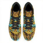 Golden Egyptian Pharaoh Print High Top Leather Sneakers