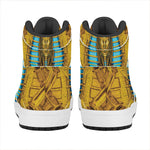 Golden Egyptian Pharaoh Print High Top Leather Sneakers