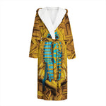 Golden Egyptian Pharaoh Print Hooded Bathrobe