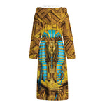 Golden Egyptian Pharaoh Print Hooded Bathrobe