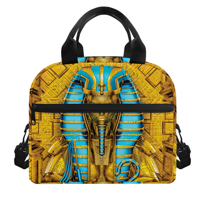 Golden Egyptian Pharaoh Print Insulated Lunch Bag