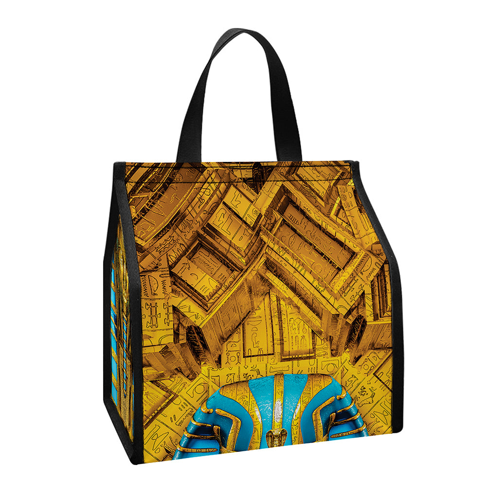 Golden Egyptian Pharaoh Print Insulated Lunch Tote