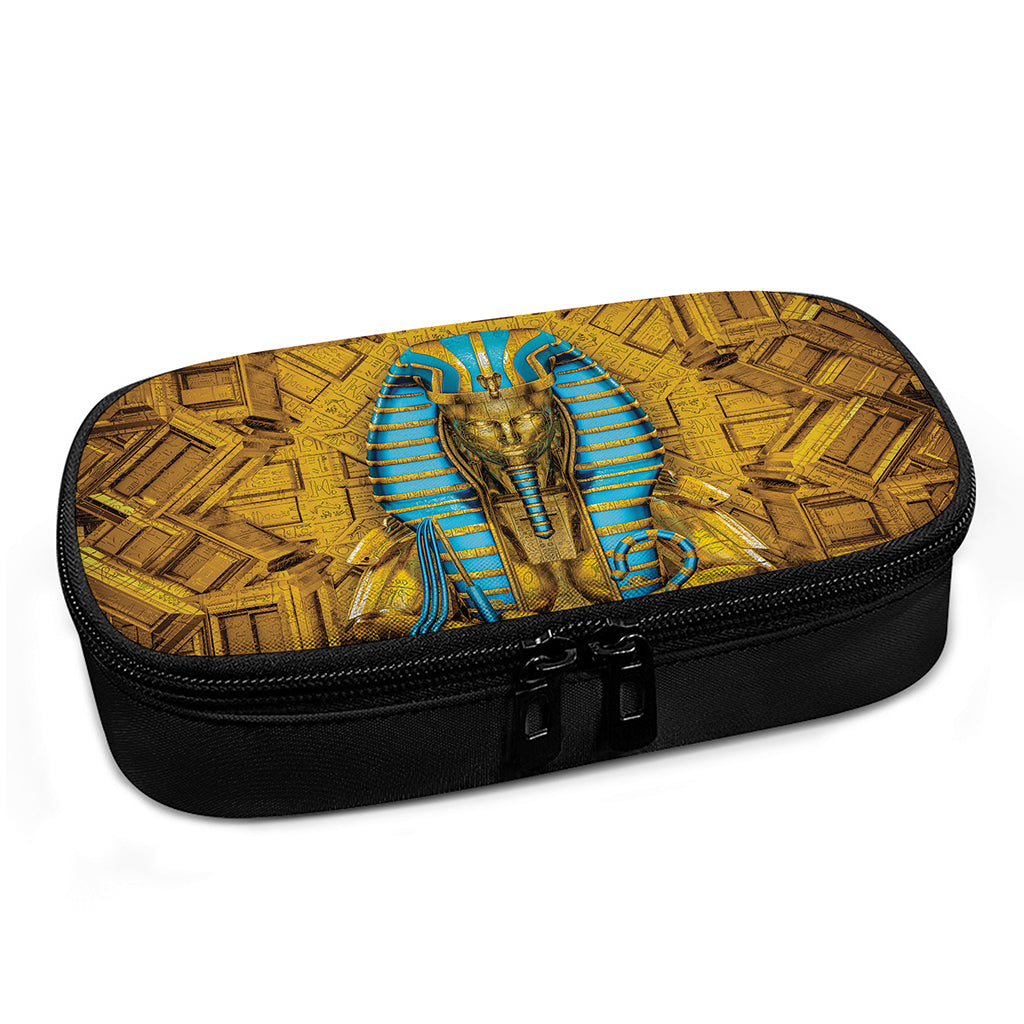 Golden Egyptian Pharaoh Print Insulin Cooler Travel Case