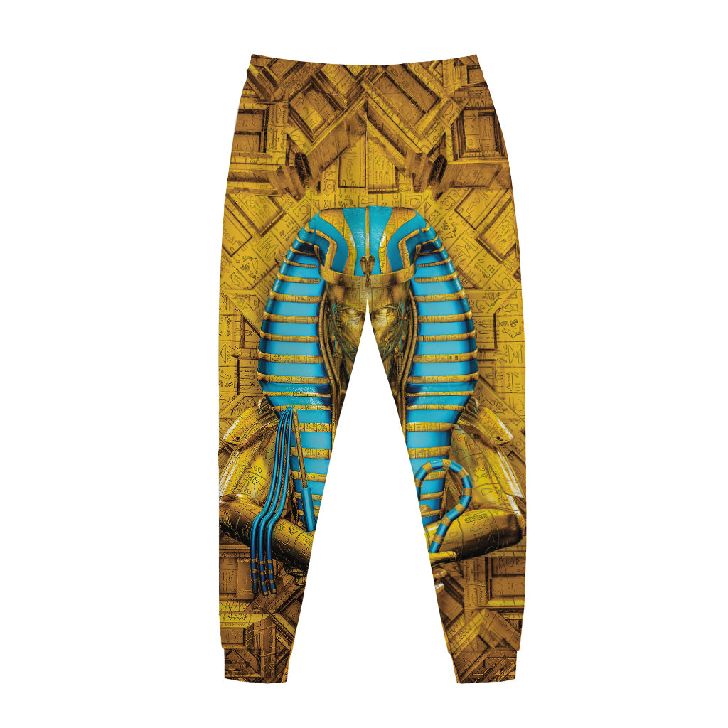 Golden Egyptian Pharaoh Print Jogger Pants
