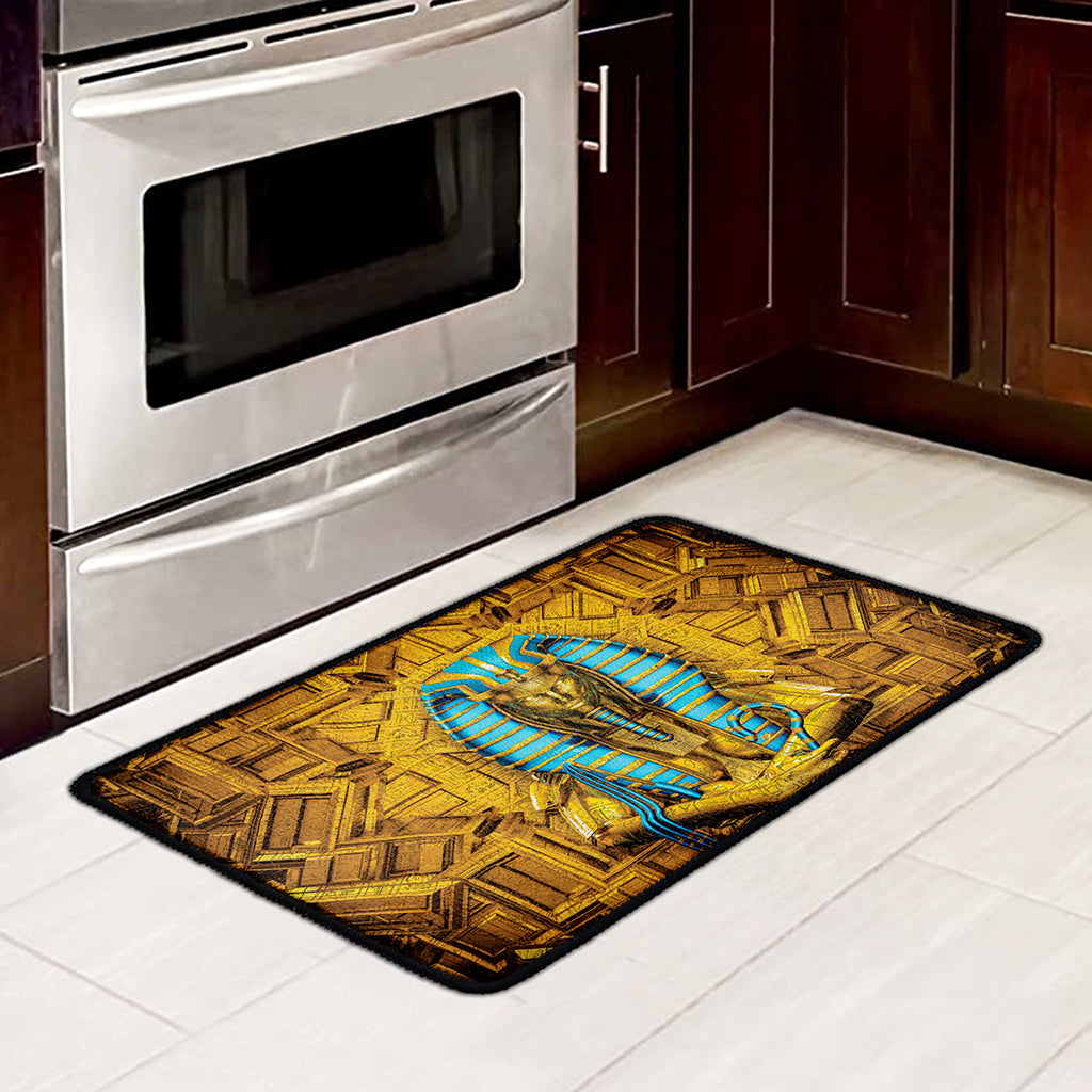 Golden Egyptian Pharaoh Print Kitchen Mat