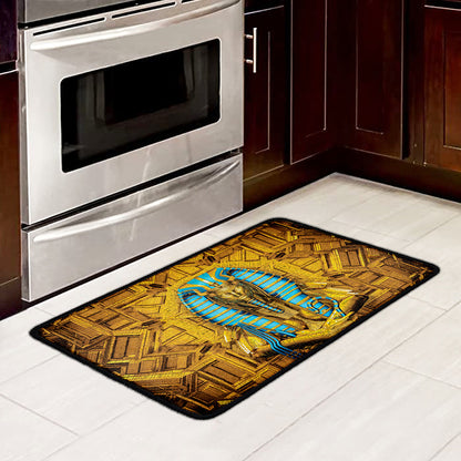 Golden Egyptian Pharaoh Print Kitchen Mat