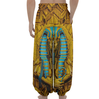 Golden Egyptian Pharaoh Print Lantern Pants