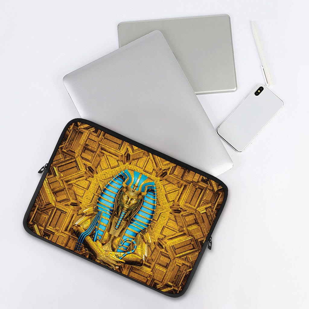 Golden Egyptian Pharaoh Print Laptop Sleeve
