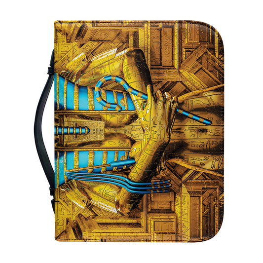 Golden Egyptian Pharaoh Print Leather Bible Cover